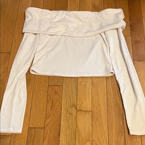 White long sleeve off the shoulder top